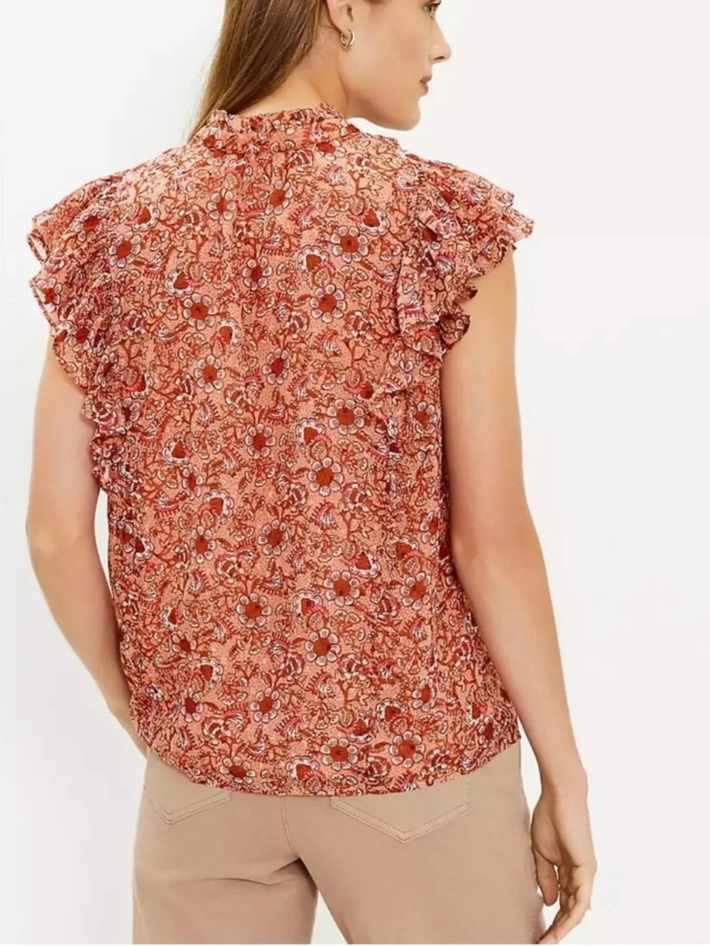 LOFT Floral Clip Ruffle Top - Picture 5 of 5